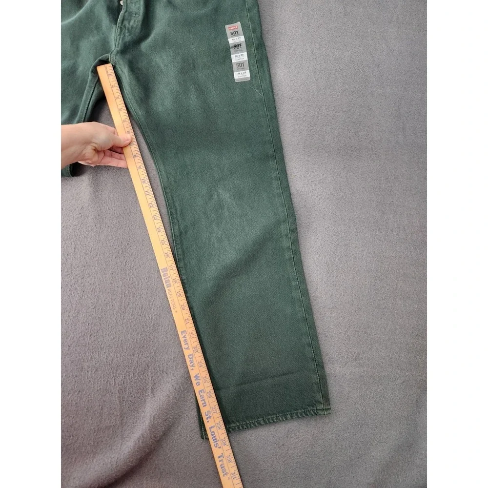 Levi's Mens 36x29 501 Original Straight Leg Jeans Dark Green Button Fly NWT